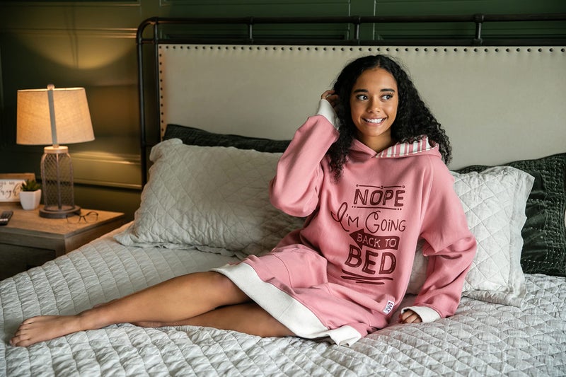 Lazy One Oversized Hoodie Sweatshirt, Comfortable Sleepwear, Bed (Back To Bed, S/M) - Image 5